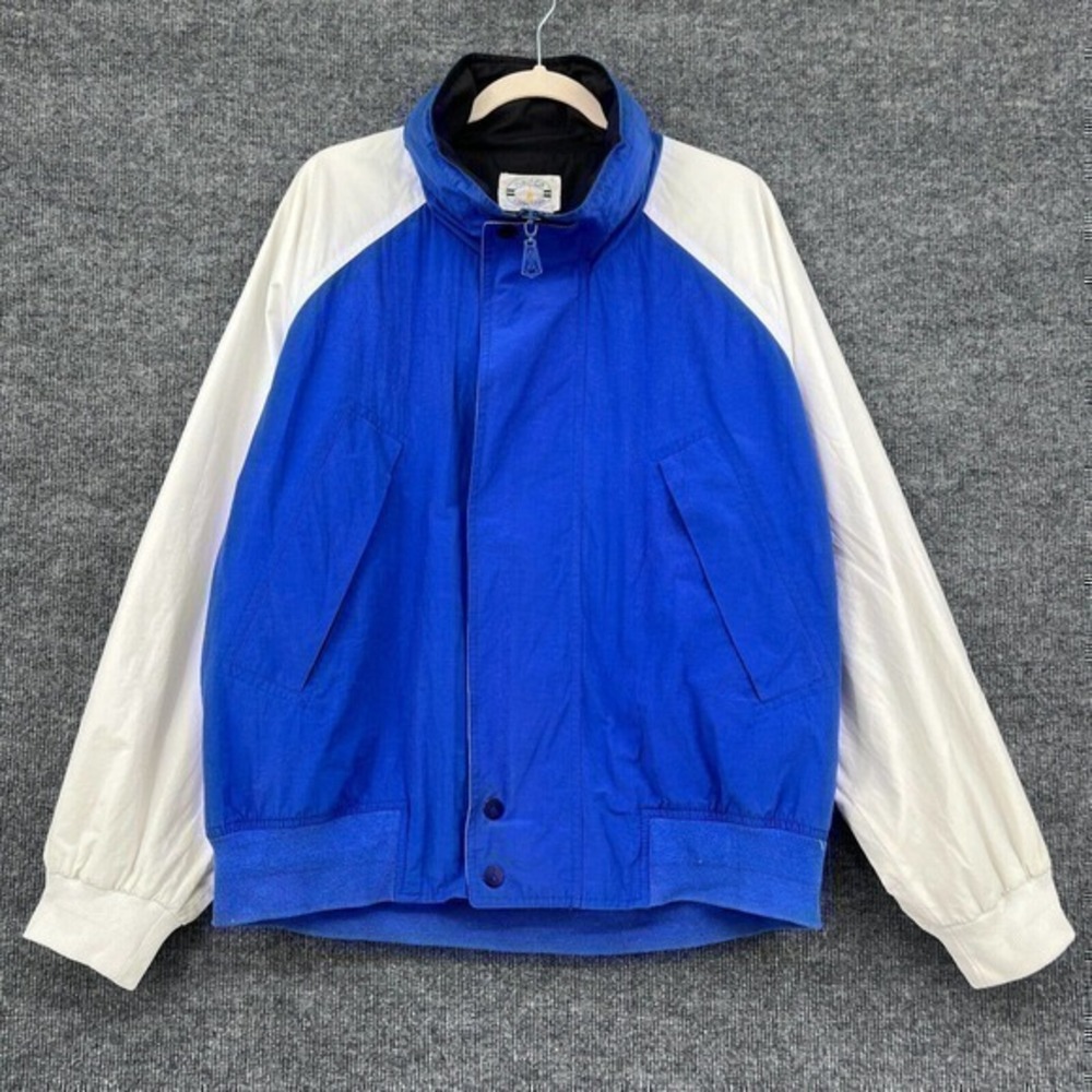Vintage Nautica Competition Jacket Mens XL Blue 90s Colorblock Windbreaker Hood